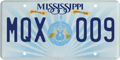 MS license plate MQX009