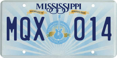 MS license plate MQX014
