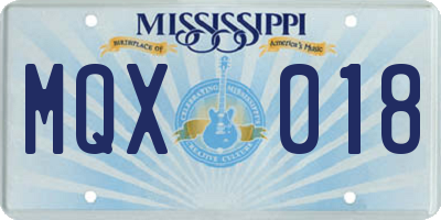 MS license plate MQX018
