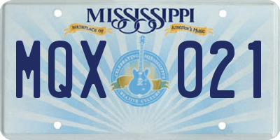 MS license plate MQX021