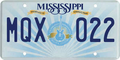 MS license plate MQX022