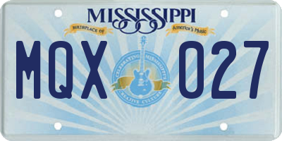 MS license plate MQX027