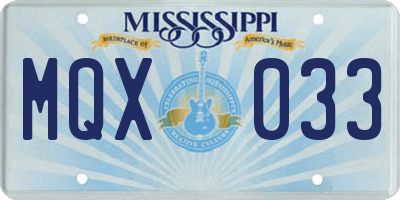 MS license plate MQX033