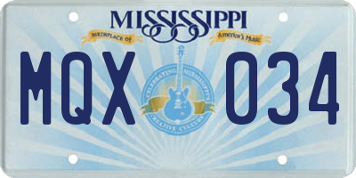 MS license plate MQX034