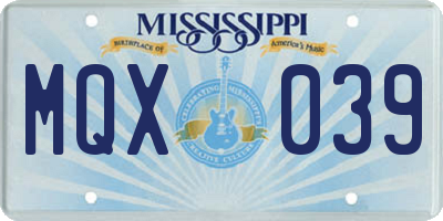 MS license plate MQX039