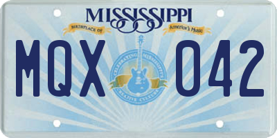 MS license plate MQX042