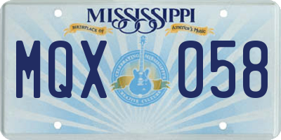 MS license plate MQX058