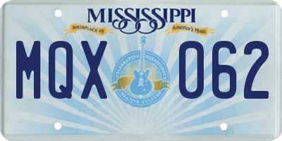 MS license plate MQX062