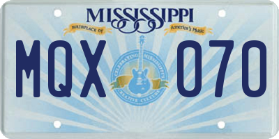 MS license plate MQX070