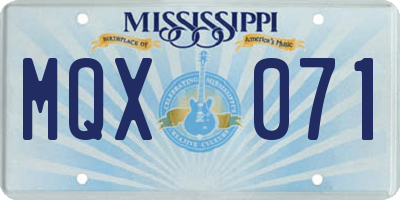MS license plate MQX071