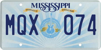 MS license plate MQX074