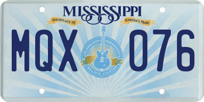 MS license plate MQX076