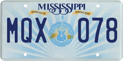 MS license plate MQX078