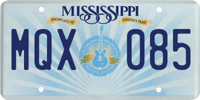 MS license plate MQX085