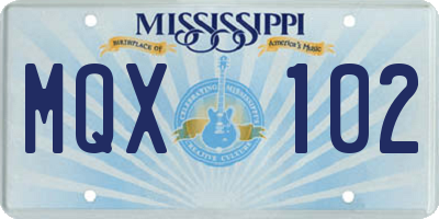 MS license plate MQX102