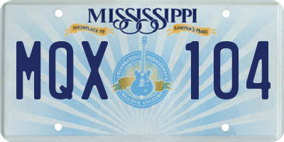 MS license plate MQX104
