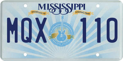 MS license plate MQX110