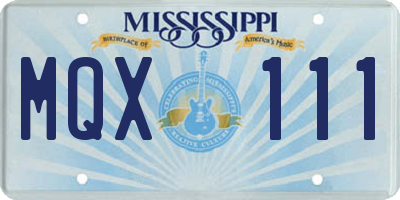 MS license plate MQX111