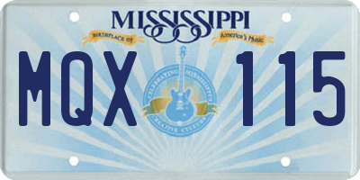 MS license plate MQX115