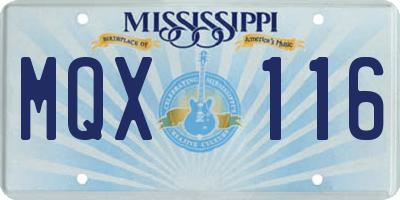 MS license plate MQX116