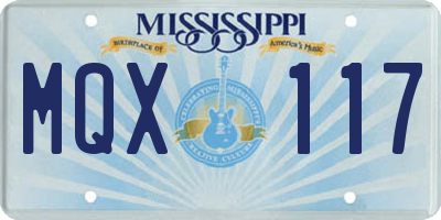 MS license plate MQX117