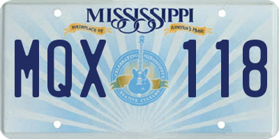 MS license plate MQX118