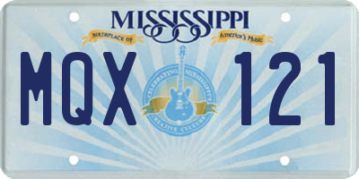 MS license plate MQX121