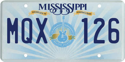 MS license plate MQX126