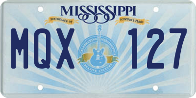 MS license plate MQX127