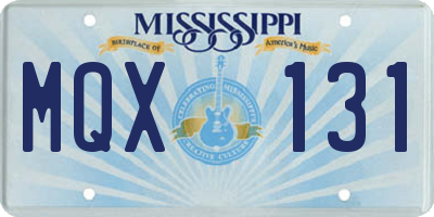 MS license plate MQX131