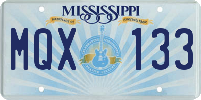 MS license plate MQX133