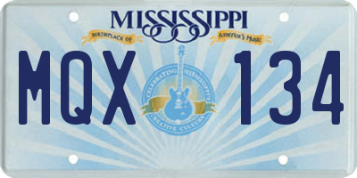 MS license plate MQX134