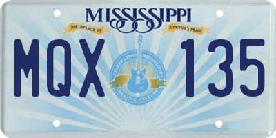 MS license plate MQX135