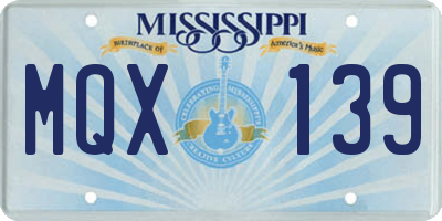 MS license plate MQX139