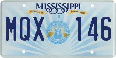 MS license plate MQX146