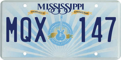 MS license plate MQX147