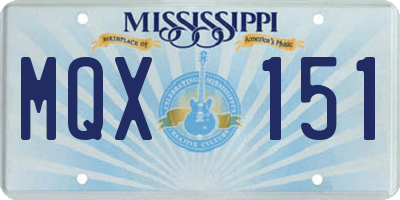 MS license plate MQX151