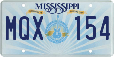 MS license plate MQX154