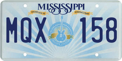 MS license plate MQX158
