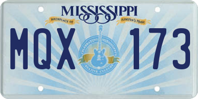 MS license plate MQX173