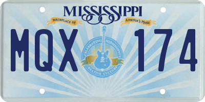 MS license plate MQX174