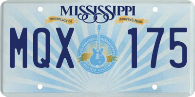 MS license plate MQX175