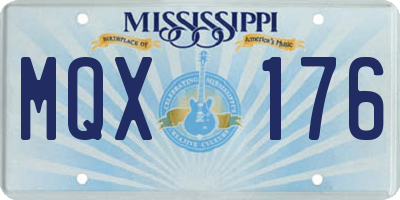 MS license plate MQX176