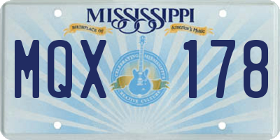 MS license plate MQX178