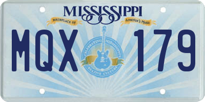 MS license plate MQX179