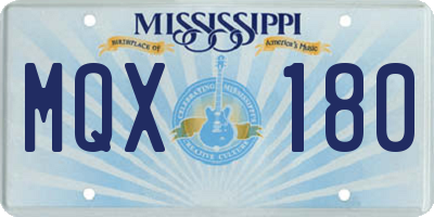 MS license plate MQX180