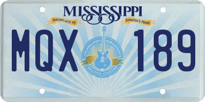 MS license plate MQX189