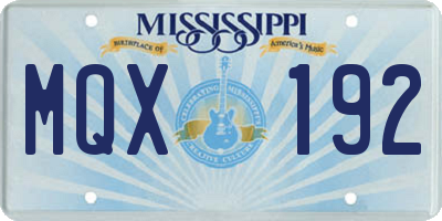 MS license plate MQX192