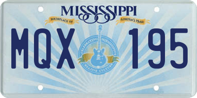 MS license plate MQX195