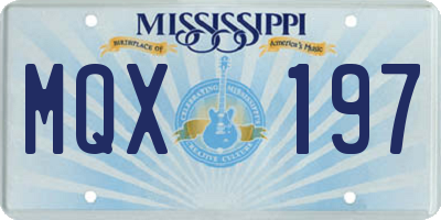 MS license plate MQX197